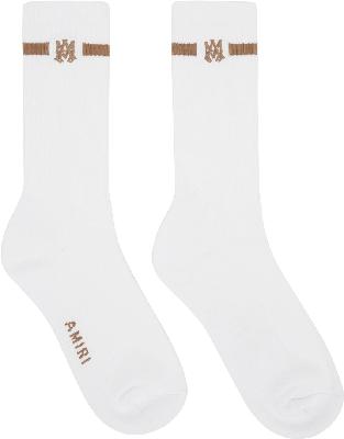 AMIRI White & Brown Solid M.A. Socks