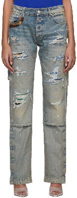 AMIRI Blue Carpenter Plaid Jeans
