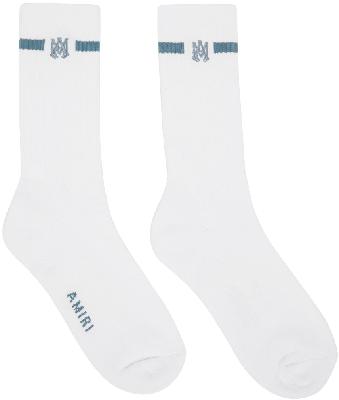 AMIRI White & Blue Solid M.A. Socks