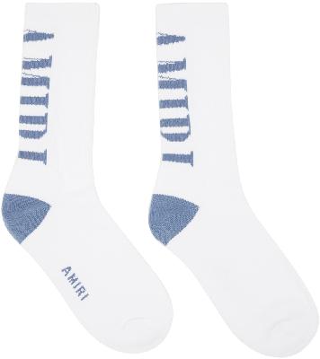 AMIRI White & Blue Vertical Core Socks