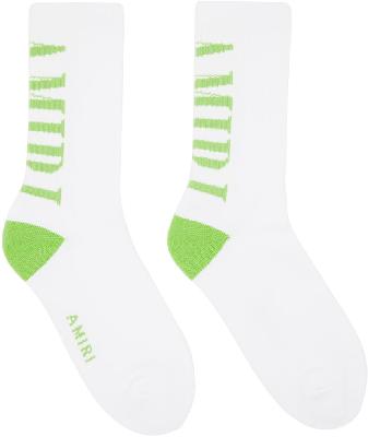AMIRI White & Green Vertical Core Socks