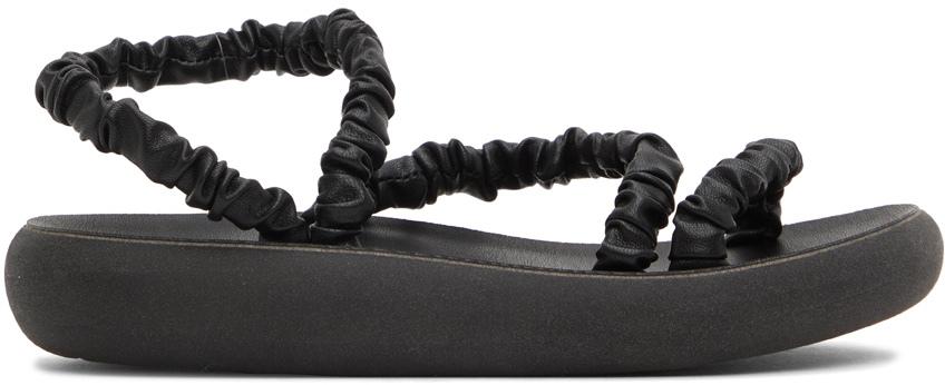 Ancient Greek Sandals Black Scrunchie Eleftheria Sandals