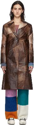 Andersson Bell Brown Faux-Leather Patch Cara Coat