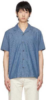 A.P.C. Blue Pinstripe EDD Bowling Shirt