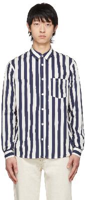 A.P.C. White & Navy Stripe Matthieu Shirt
