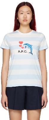 A.P.C. White & Blue Cloe T-Shirt