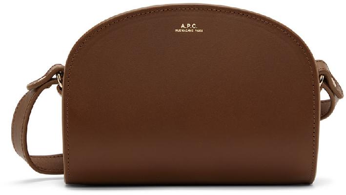 A.P.C. Brown Mini Demi-Lune Shoulder Bag