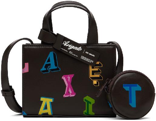 Axel Arigato Brown Trait Monogram Leather Bag