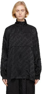 Balenciaga Black Silk Logo Jacquard Jacket