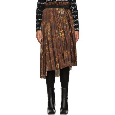 Balenciaga Brown Floral Pleated Skirt