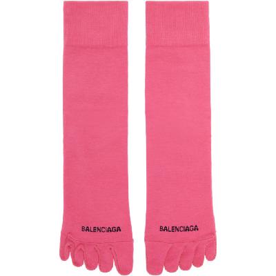 Balenciaga Pink Logo Toe Socks