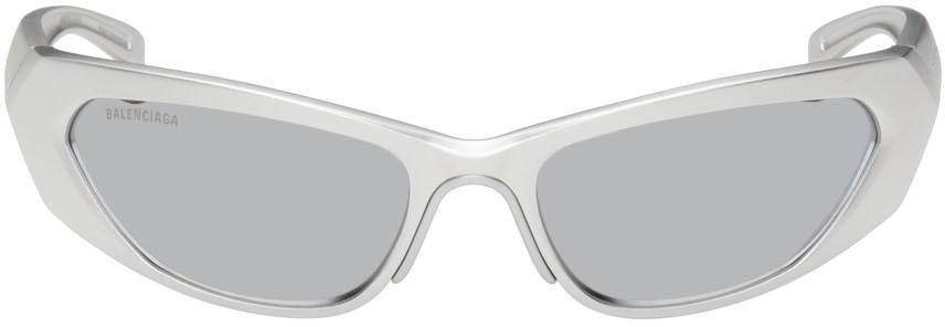 Balenciaga Silver Metal Rectangle Sunglasses