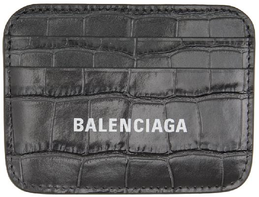 Balenciaga Grey Croc Cash Card Holder