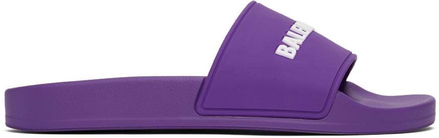 Balenciaga Purple Logo Pool Slides