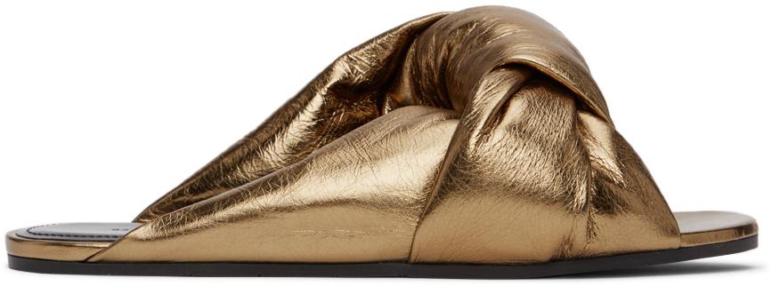 Balenciaga Gold Drapy Sandals