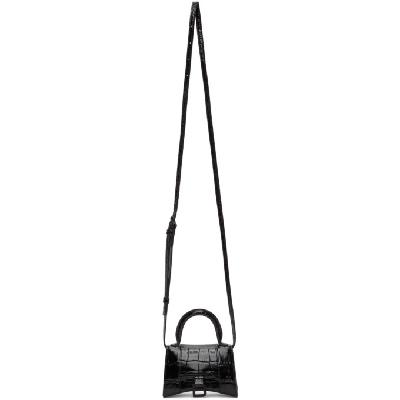 Balenciaga Black Croc Mini Hourglass Bag