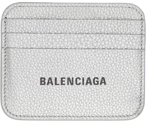 Balenciaga Silver Leather Card Holder