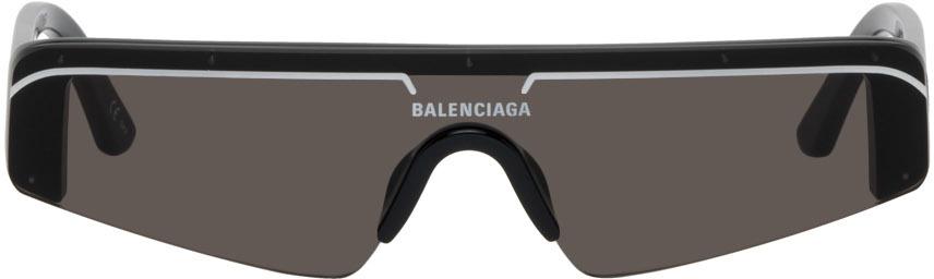 Balenciaga Black Ski Rectangle Sunglasses