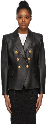 Balmain Black Six-Button Leather Jacket
