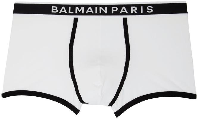 Balmain White Cotton Trunk Boxers