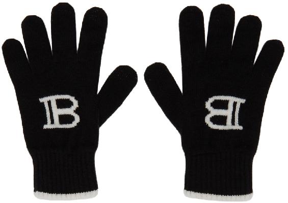 Balmain Black Logo Tactile Gloves