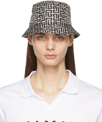 Balmain Reversible Beige & Black Monogram Bucket Hat