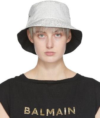Balmain White Satin Reversible Bucket Hat
