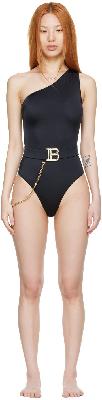 Balmain Black Nylon One-Piece Swimsuit