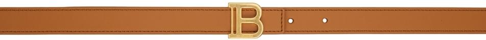 Balmain Tan Leather B Belt
