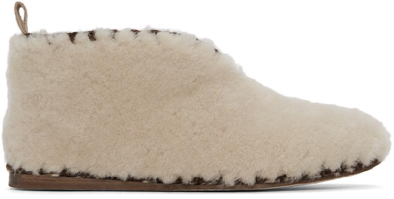 Bode Beige Greco Shearling Slippers