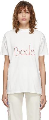 Bode White Embroidered 'Bode' T-Shirt