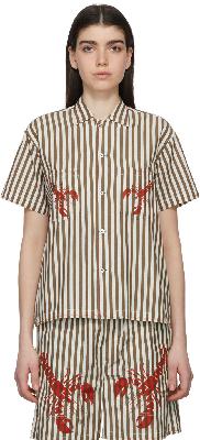 Bode White & Brown Lobster Stripe Shirt