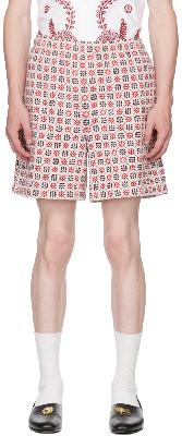 Bode Red Floral Rugby Shorts