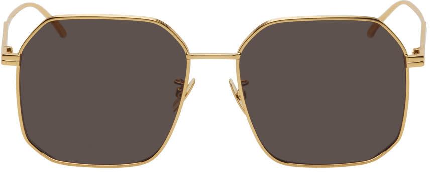Bottega Veneta Gold Ribbon Rectangle Sunglasses