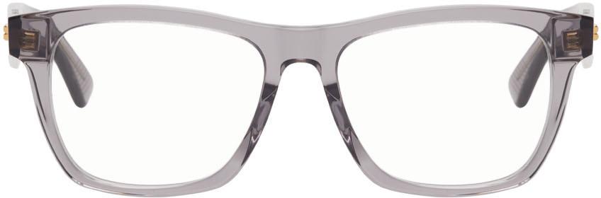 Bottega Veneta Grey Transparent Shiny Glasses