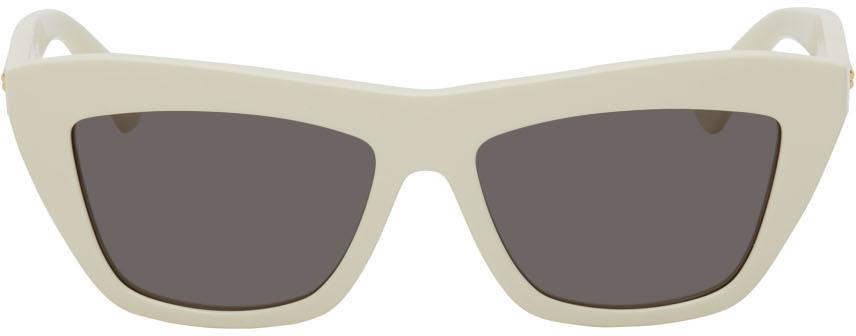 Bottega Veneta Off-White Shiny Solid Sunglasses