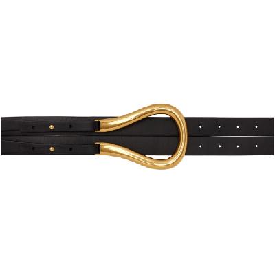 Bottega Veneta Black & Gold Horseshoe Buckle Belt
