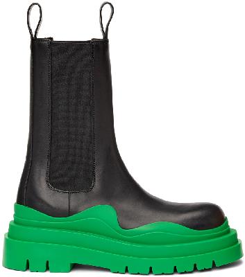 Bottega Veneta Black & Green 'The Tire' Chelsea Boots