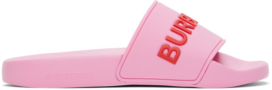 Burberry Pink Furley Slides