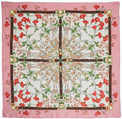Burberry Pink Silk Floral Scarf