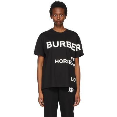 Burberry Black Oversized 'Horseferry' T-Shirt
