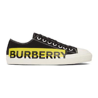 Burberry Black & Yellow Gabardine Larkhall Sneakers