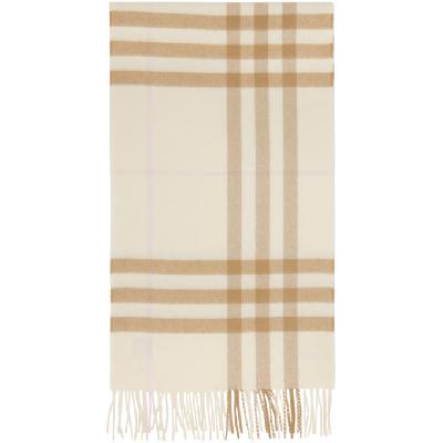 Burberry Off-White & Beige Cashmere Giant Check Scarf