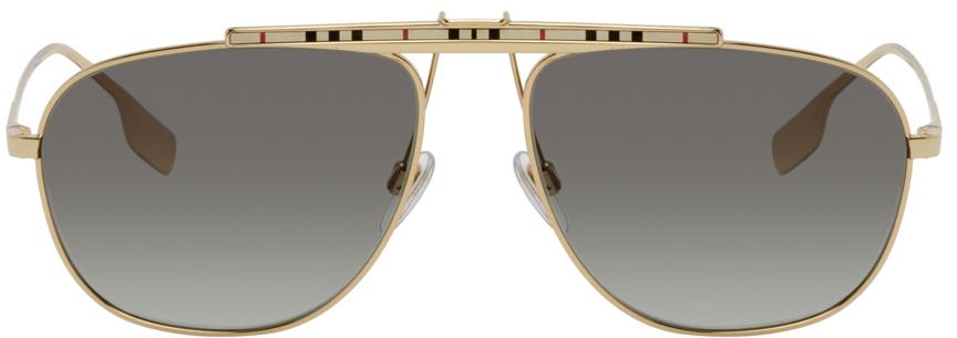 Burberry Gold Icon Stripe Sunglasses