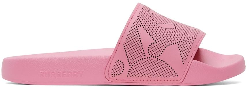 Burberry Pink Monogram Furley Slides