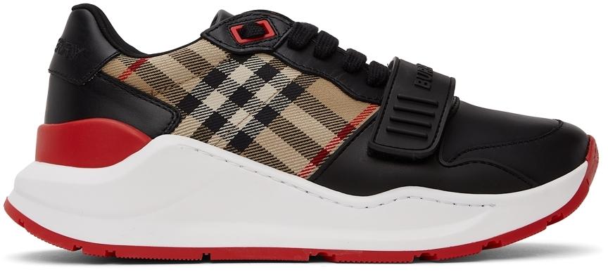Burberry Black Leather Vintage Check Sneakers