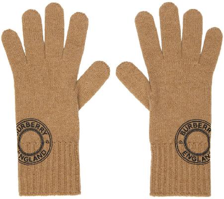 Burberry Brown Knit Roundel Gloves