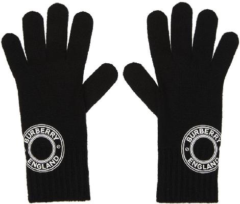 Burberry Black Knit Roundel Gloves