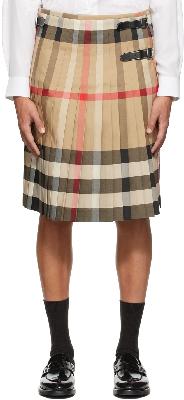 Burberry Beige Check Pleated Skirt