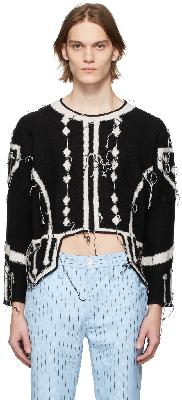 Charles Jeffrey Loverboy Black & White Wool Scots Sweater